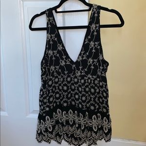 Embroidered flowy top New Without tags